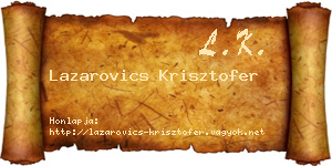 Lazarovics Krisztofer névjegykártya